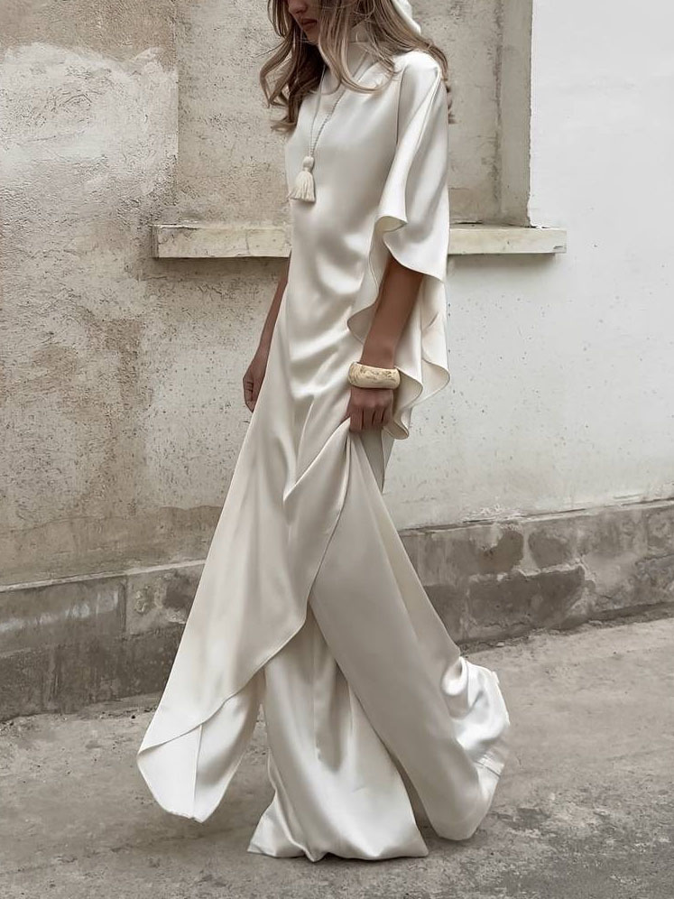 Elegant Asymmetric Draped Satin Top