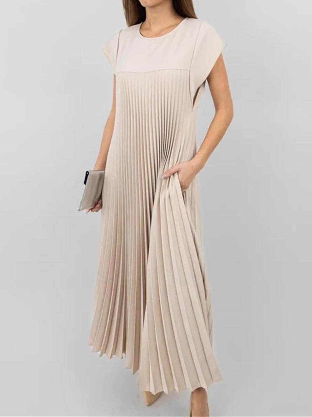 Elegant Stylish Sleeveless Pleated Maxi Dress