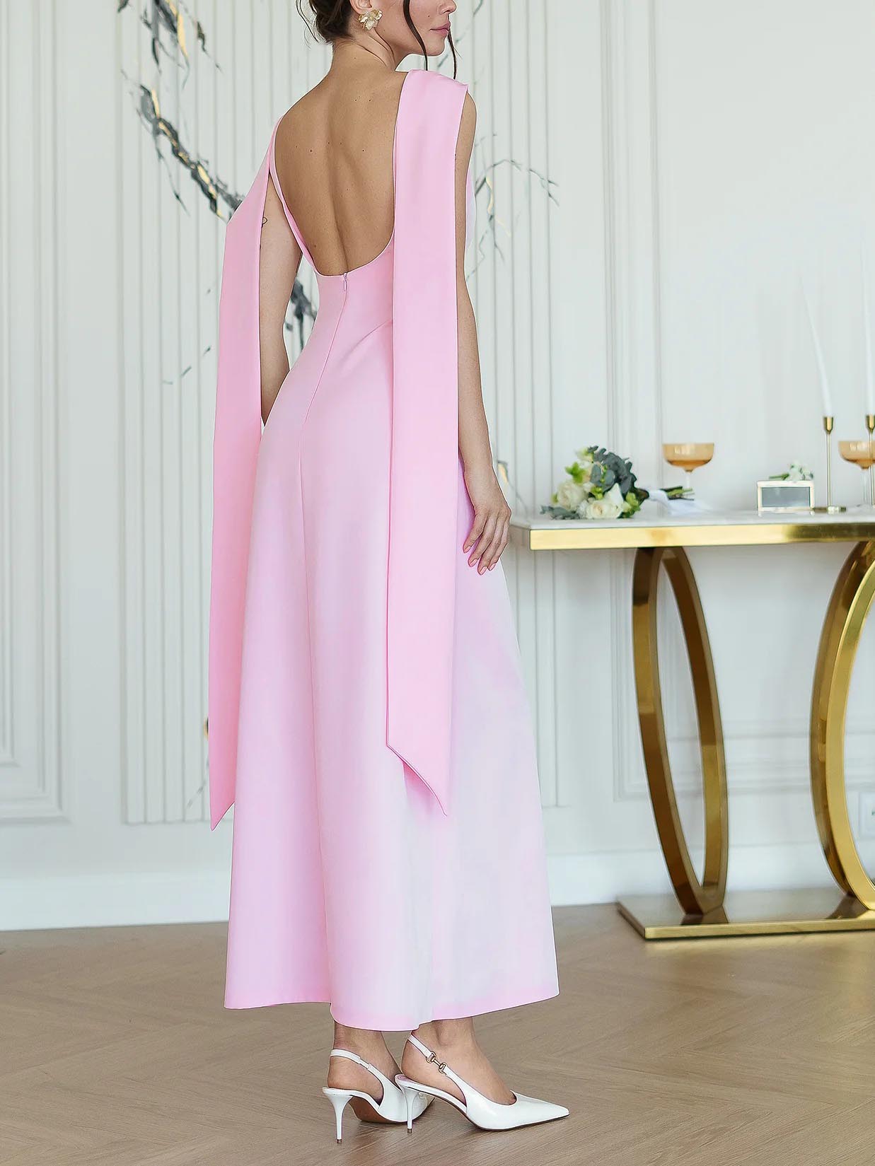 Elegant Fit Simple Backless Party Maxi Dress