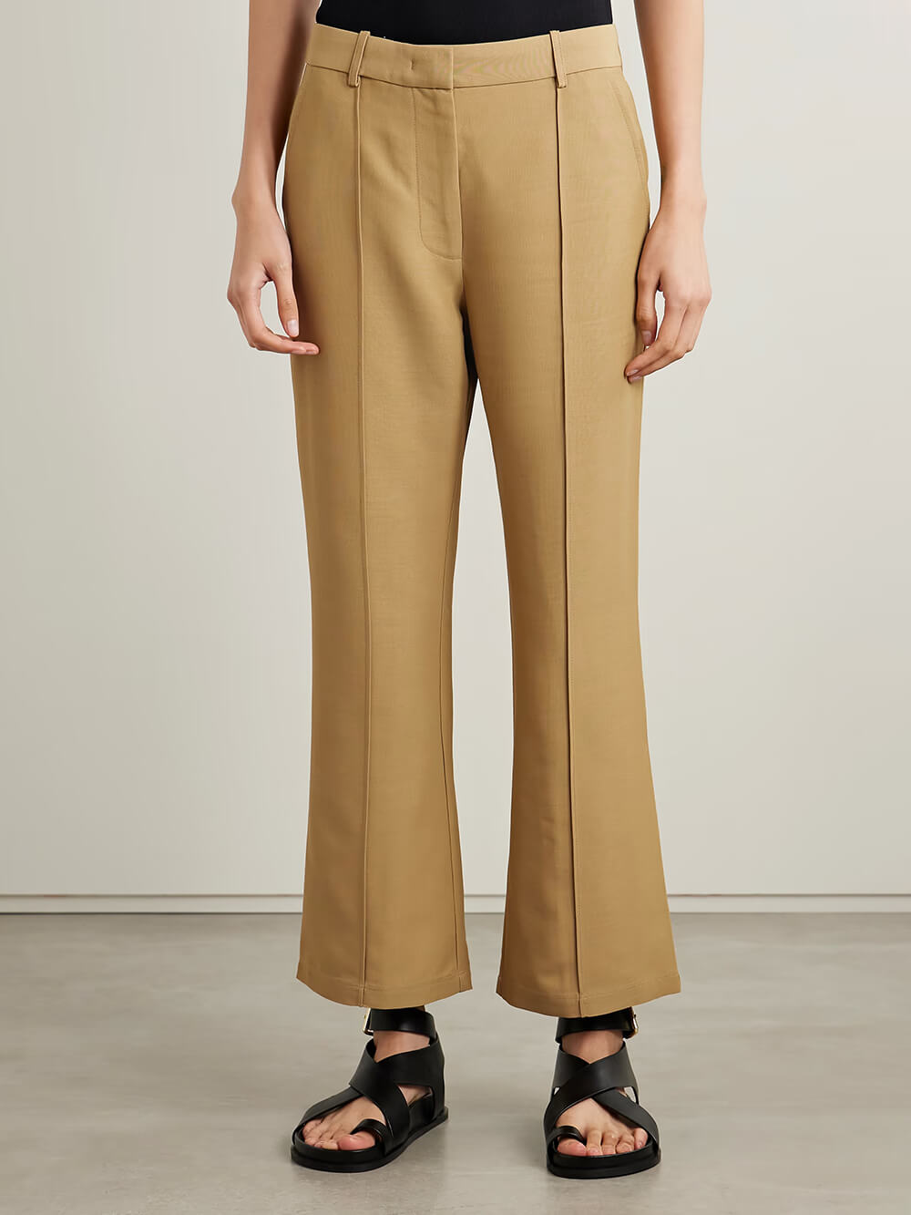 Exquisite Pleated Trim Straight Cropped Pants