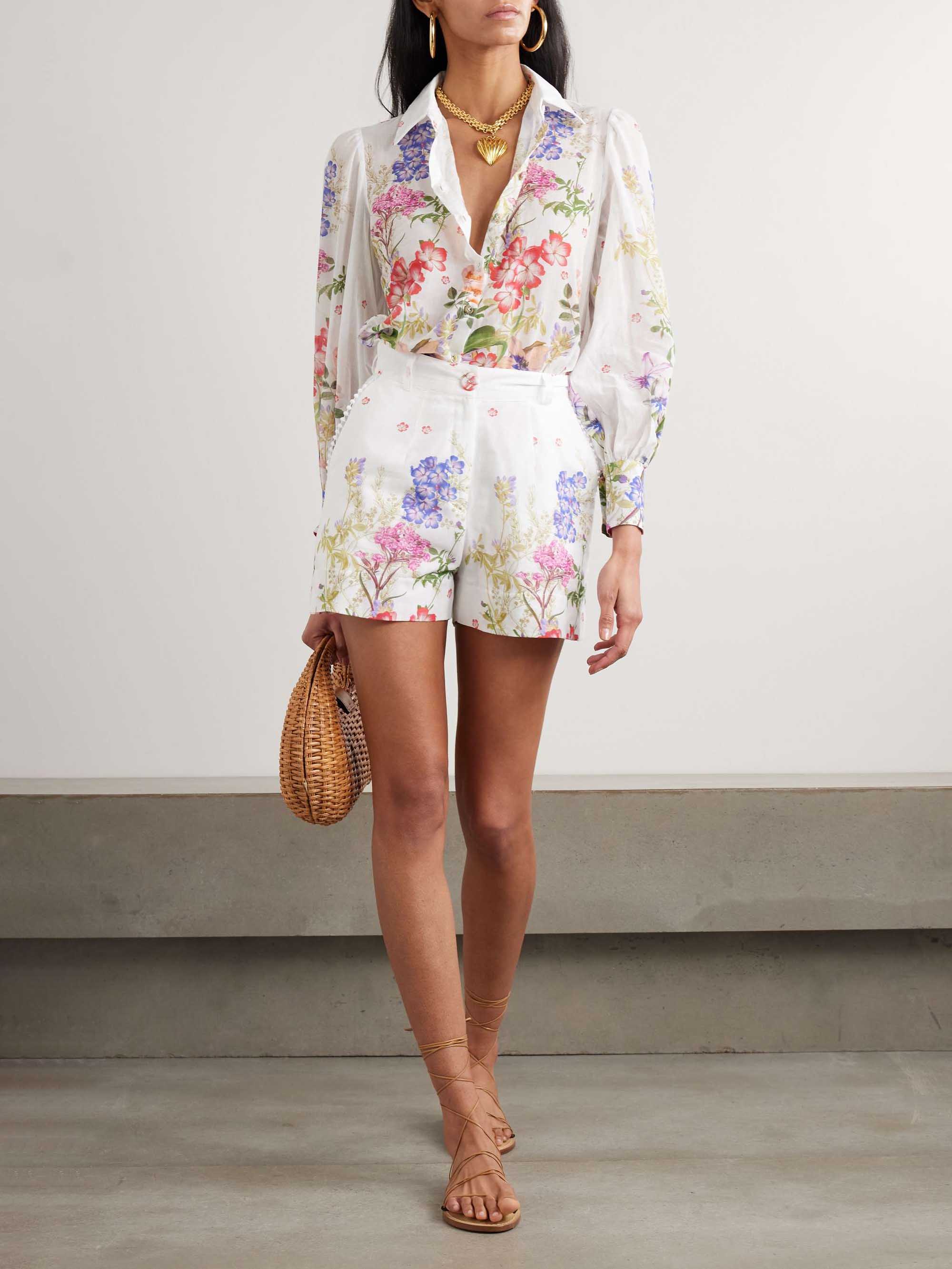 Floral Print Long-sleeved Shirt Two-piece Set