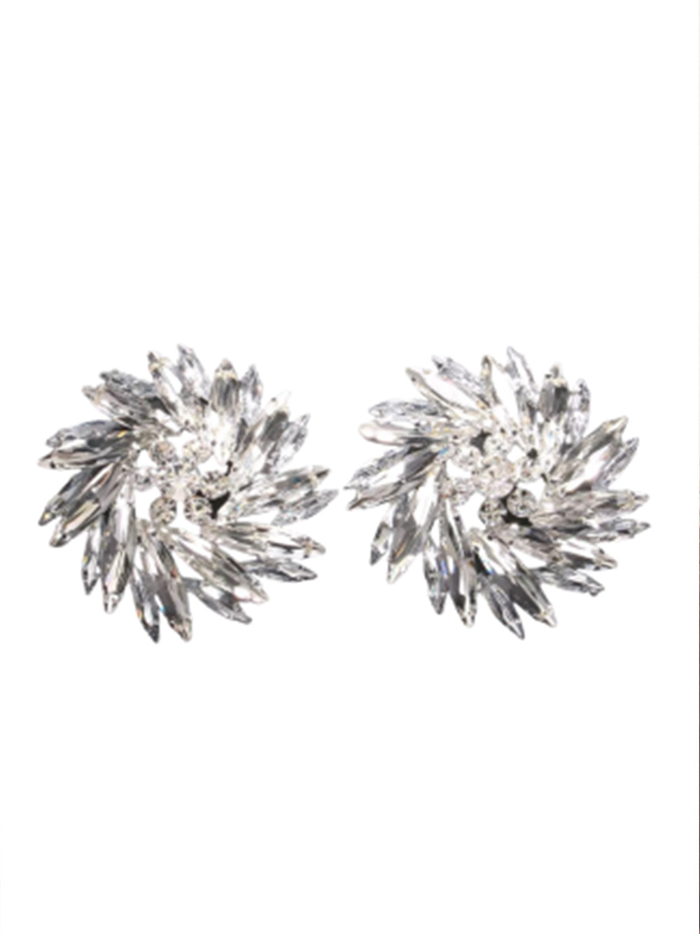 Geometric Flower Round Diamond Earrings