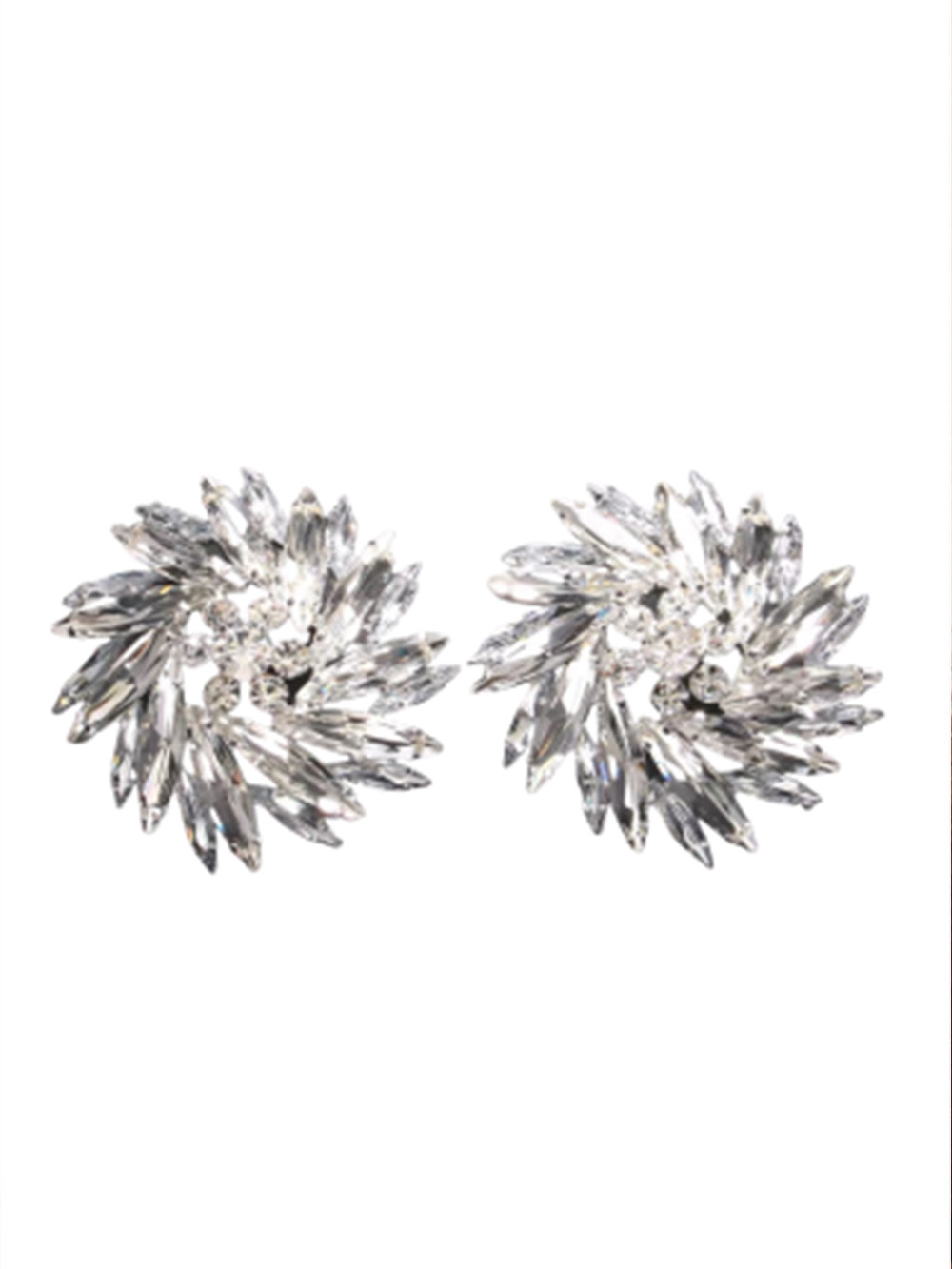 Geometric Flower Round Diamond Earrings