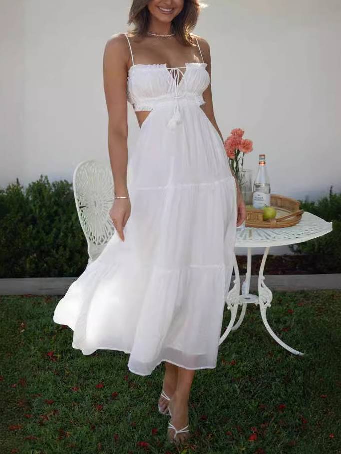 Sling Hollow Backless Large Pendulum Dress