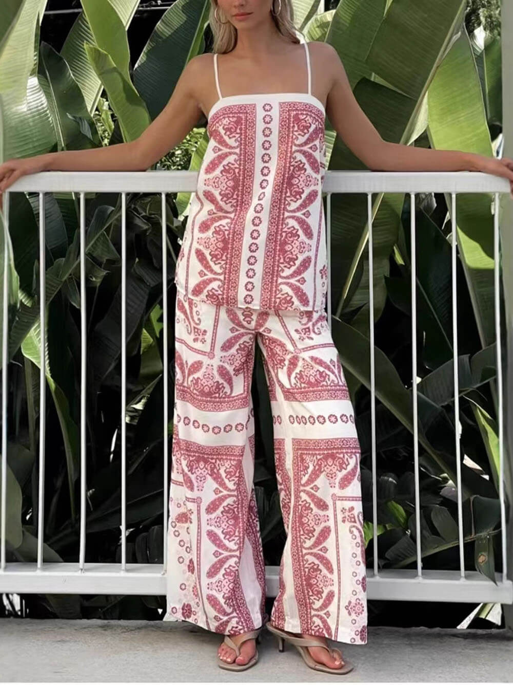 Modern Unique Floral Rint Suspenders Tops