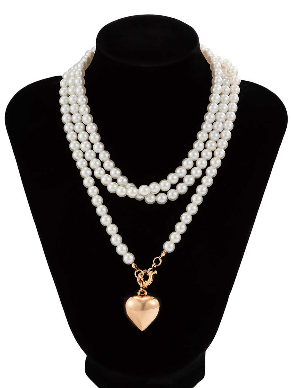 Elegant Love Pendant Imitation Pearl Multi-layer Necklace