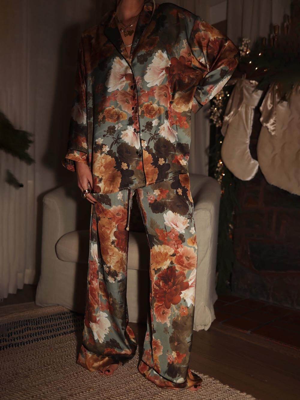 Modern Unique Print Button Down Oversized Blouse