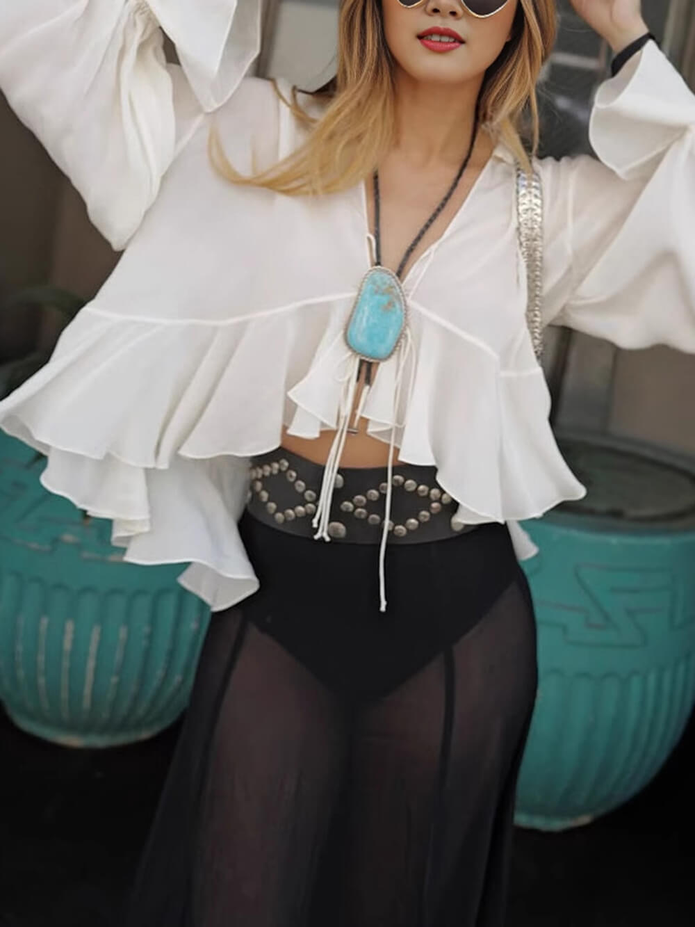 Summer Light Tie Cape Shirt