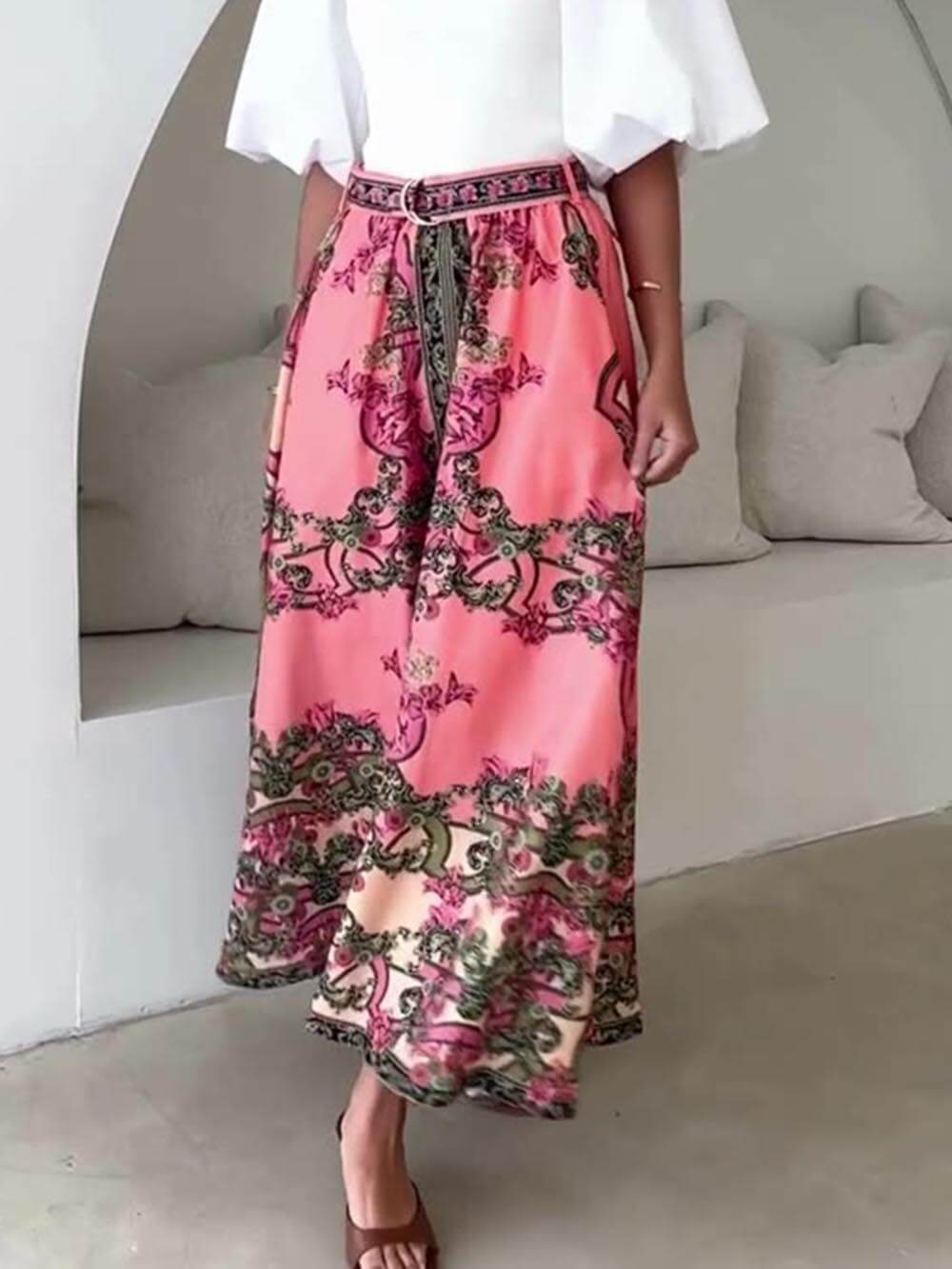 Fashionable Ethnic Print Maxi Skirt