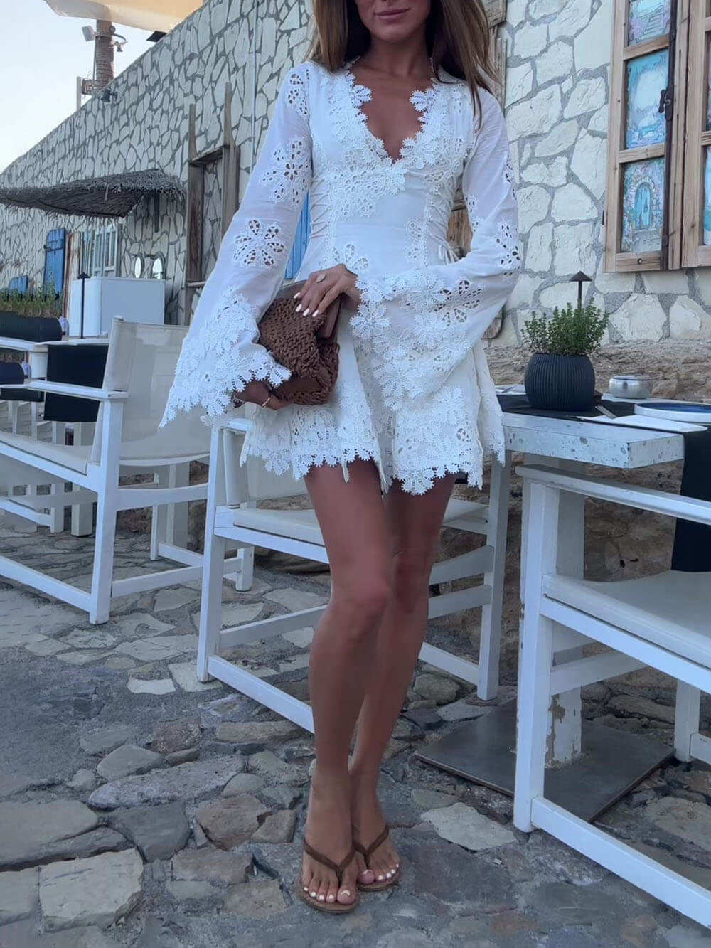 Elegant Lace-Trimmed Mini Dress