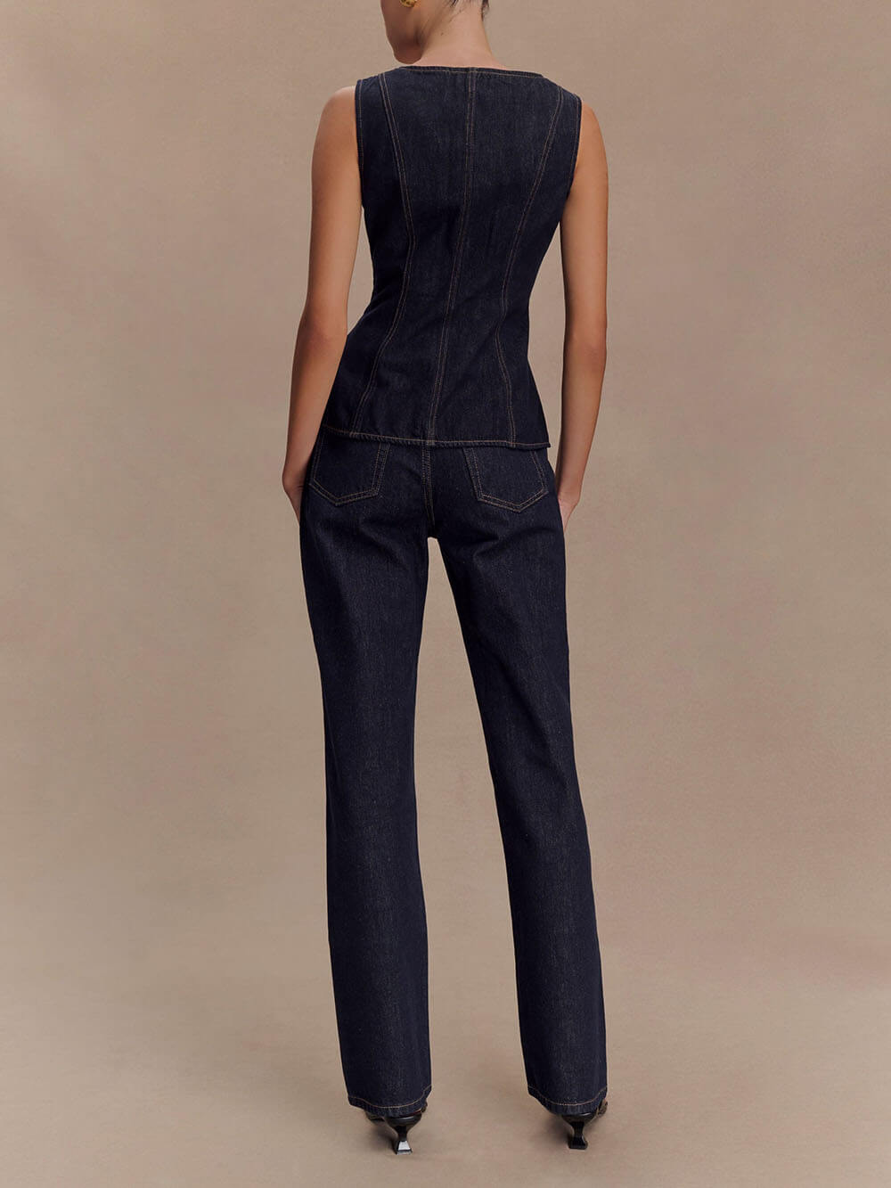 Modern Playful Unique High Waist Pocket Straight Jeans