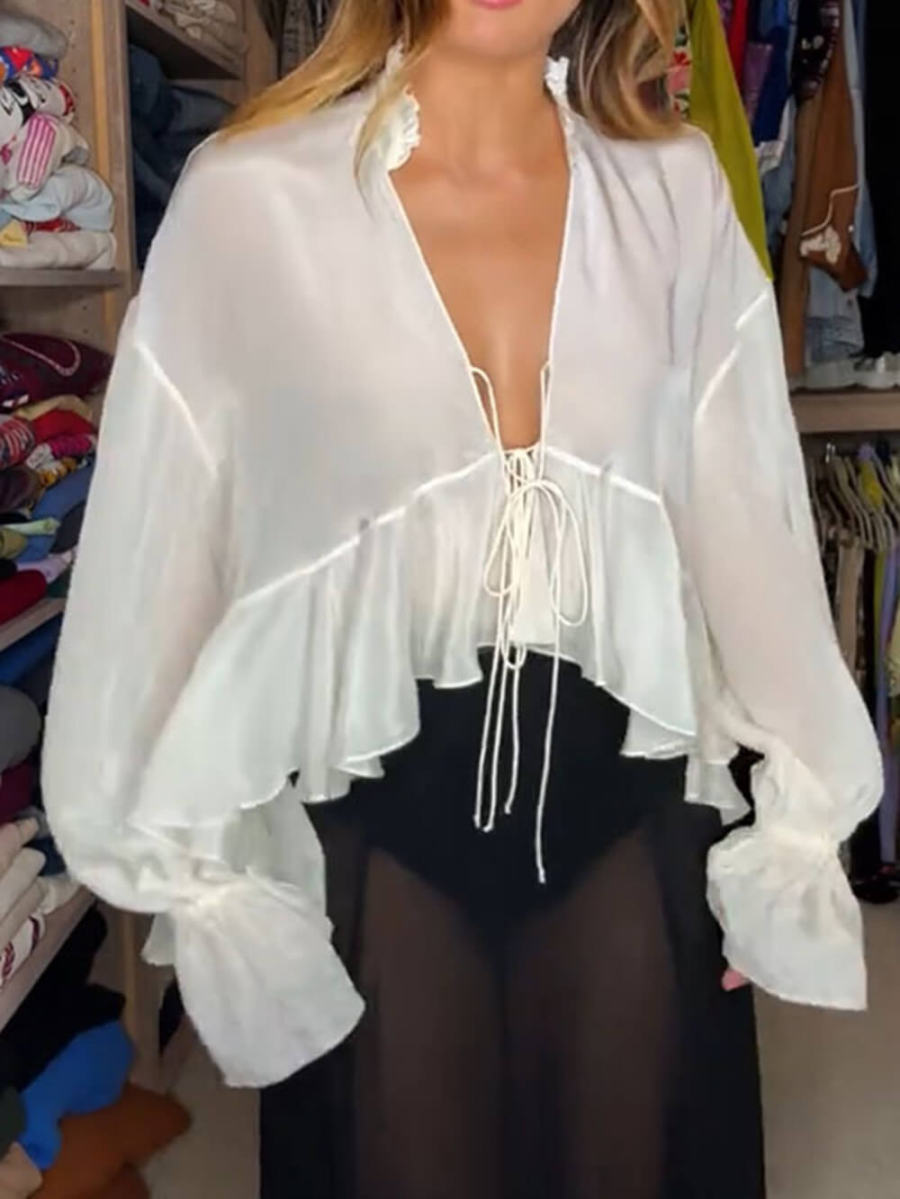 Summer Light Tie Cape Shirt