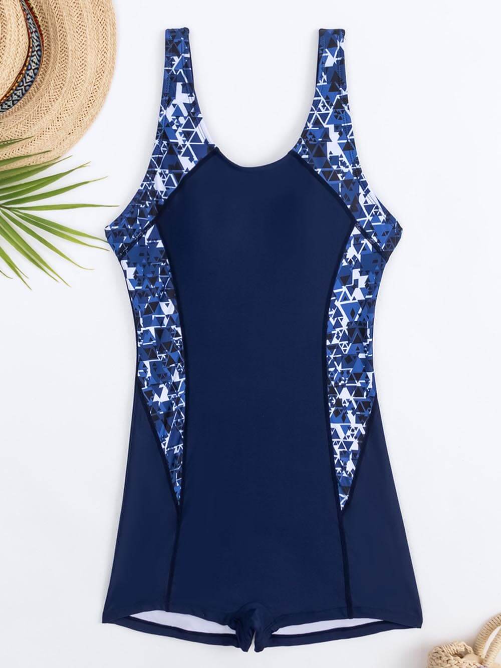 Sports Tight Competitive Print Patchwork One-Piece Swimsuit