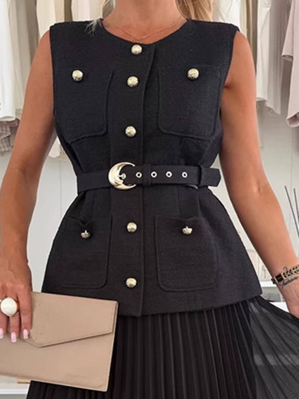 Exquisite And Beautiful Sleeveless Chanel Style Vest Top
