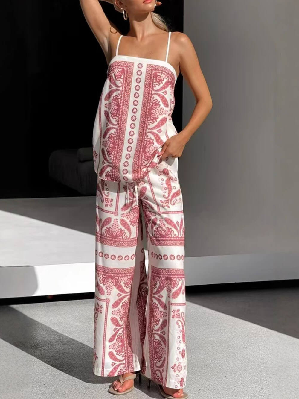 Modern Unique Floral Rint Suspenders Tops