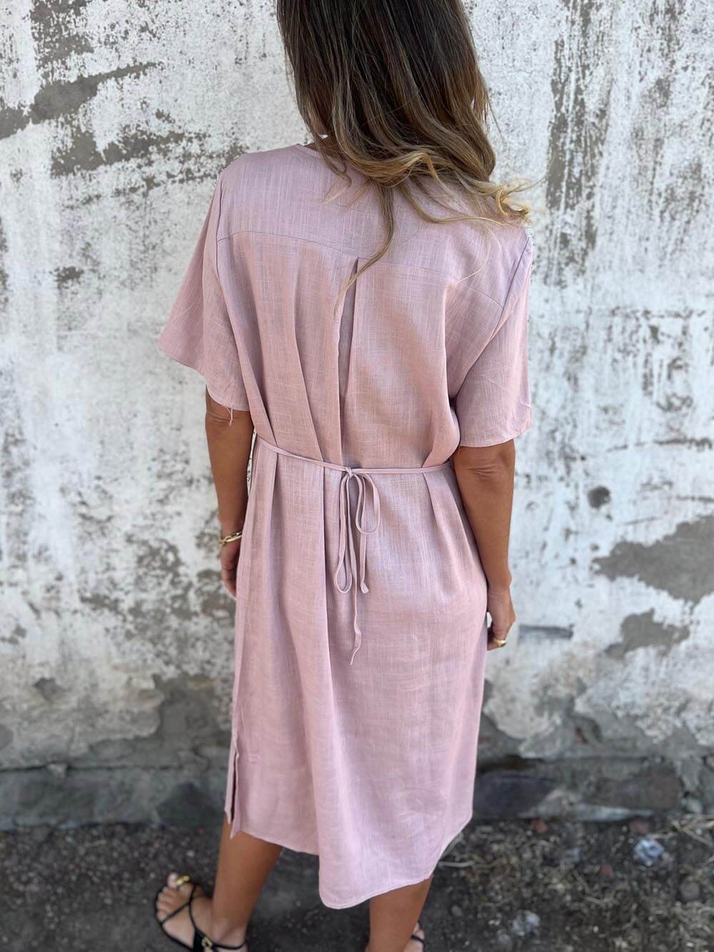 Bohemian Print Linen Loose Midi Dress