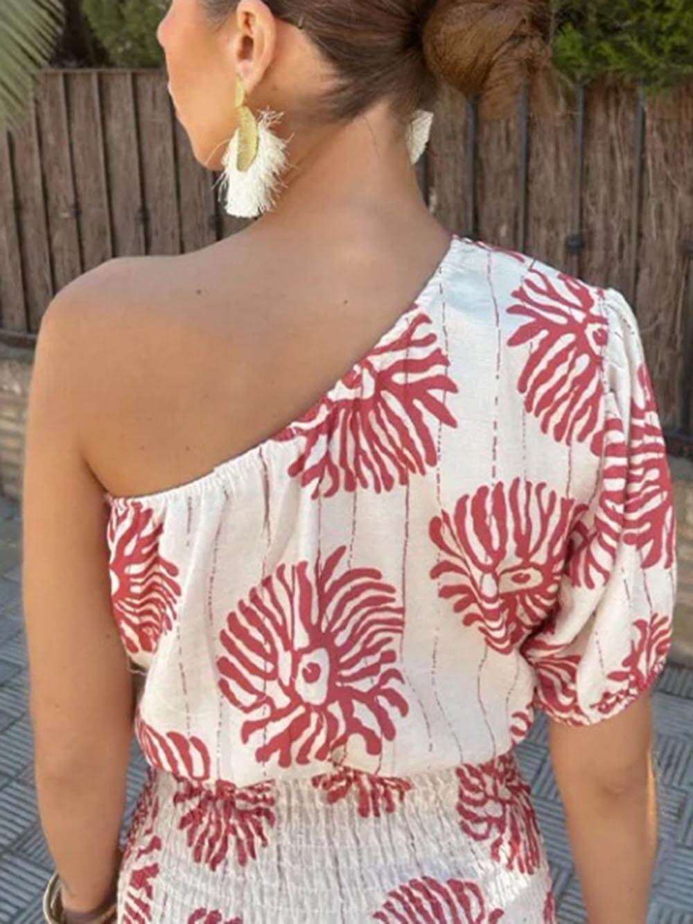 Modern Printed Wave Tube-Top Mini Dress
