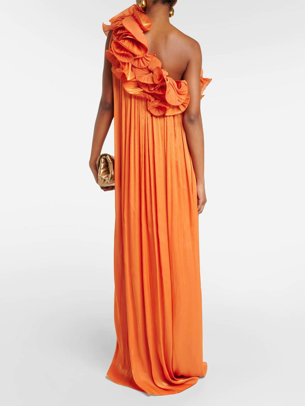 Romantic Moment Unique One Shoulder Applique Ruffle Pleated Dress