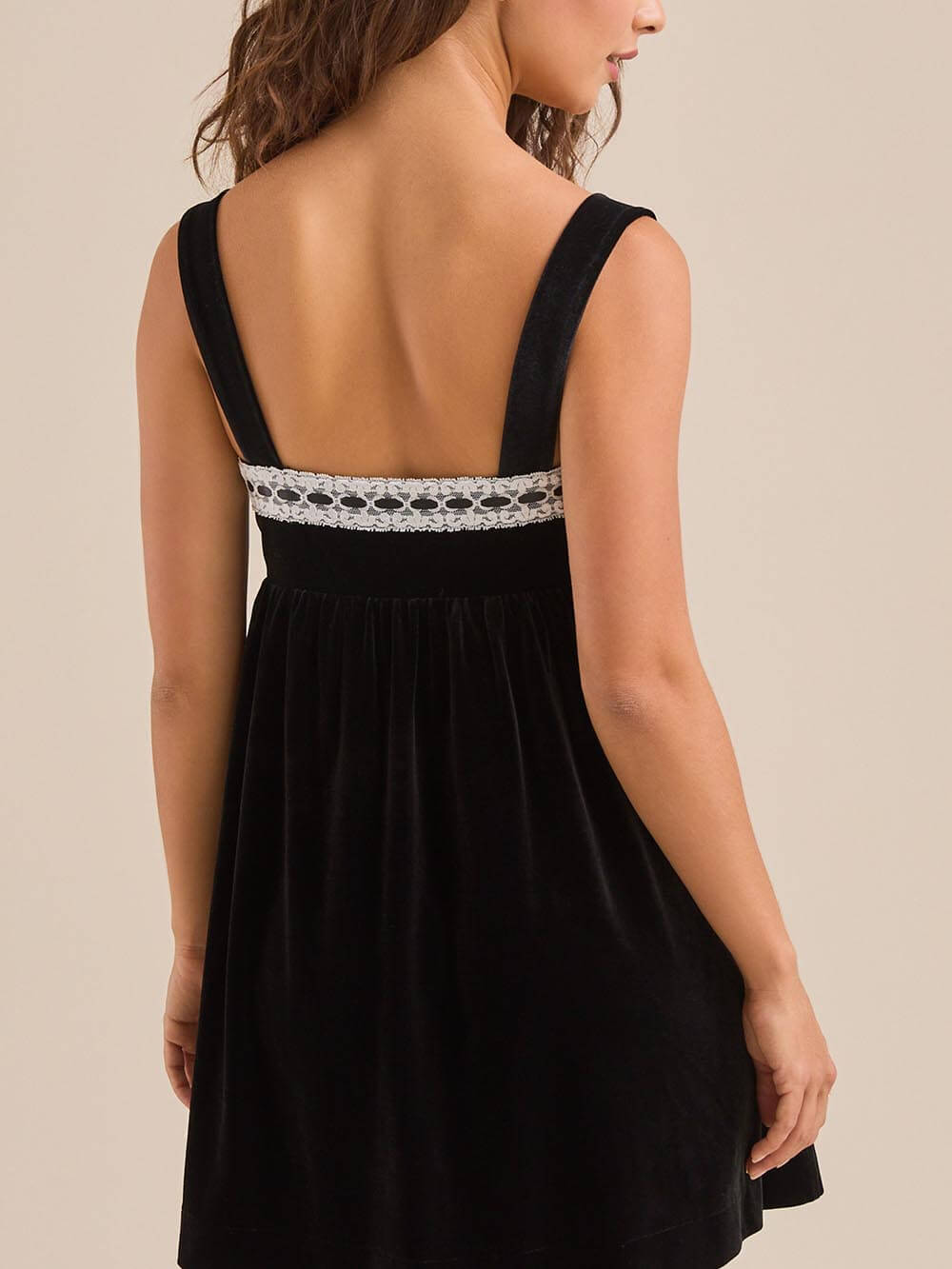 Elegant Goldie Velvet Lace Decoration Mini Dress