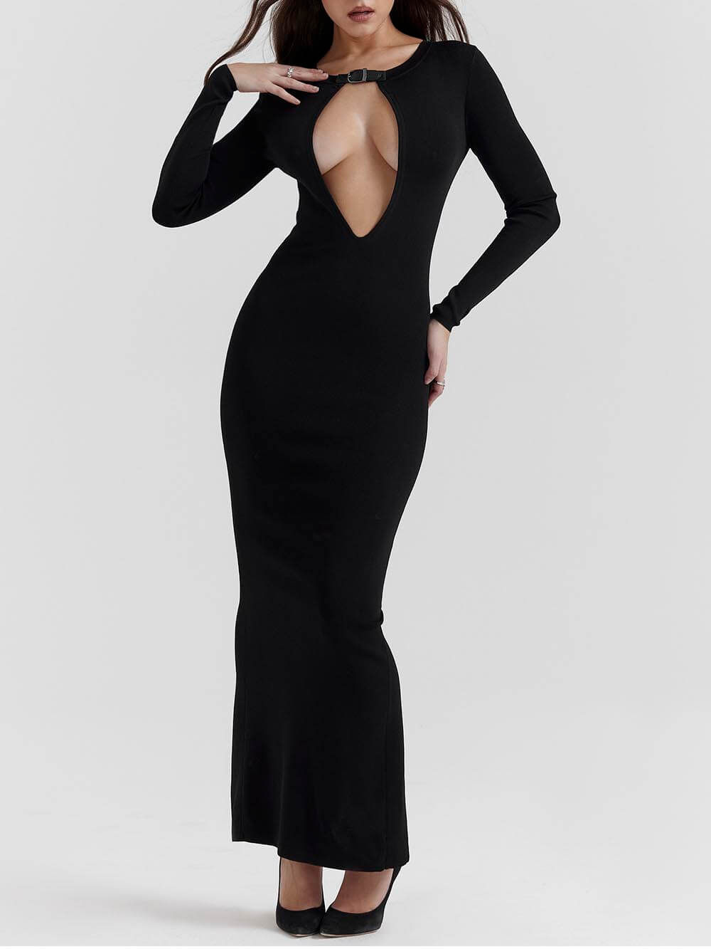 Sexy And Fashionable Hollow Slit Maxi Dress