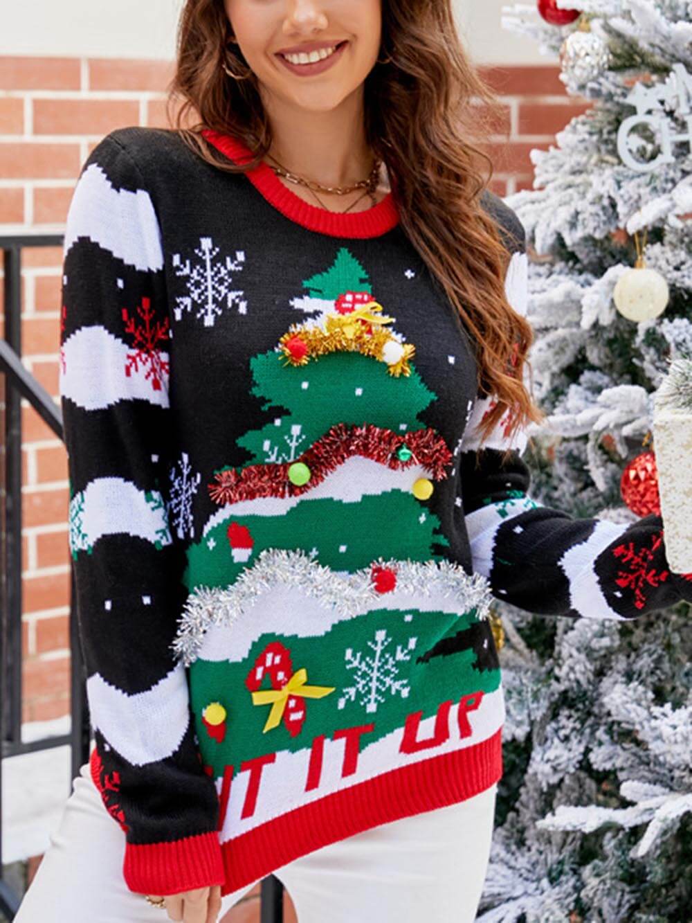 Christmas Casual Christmas Tree Letters Cartoon Sweater