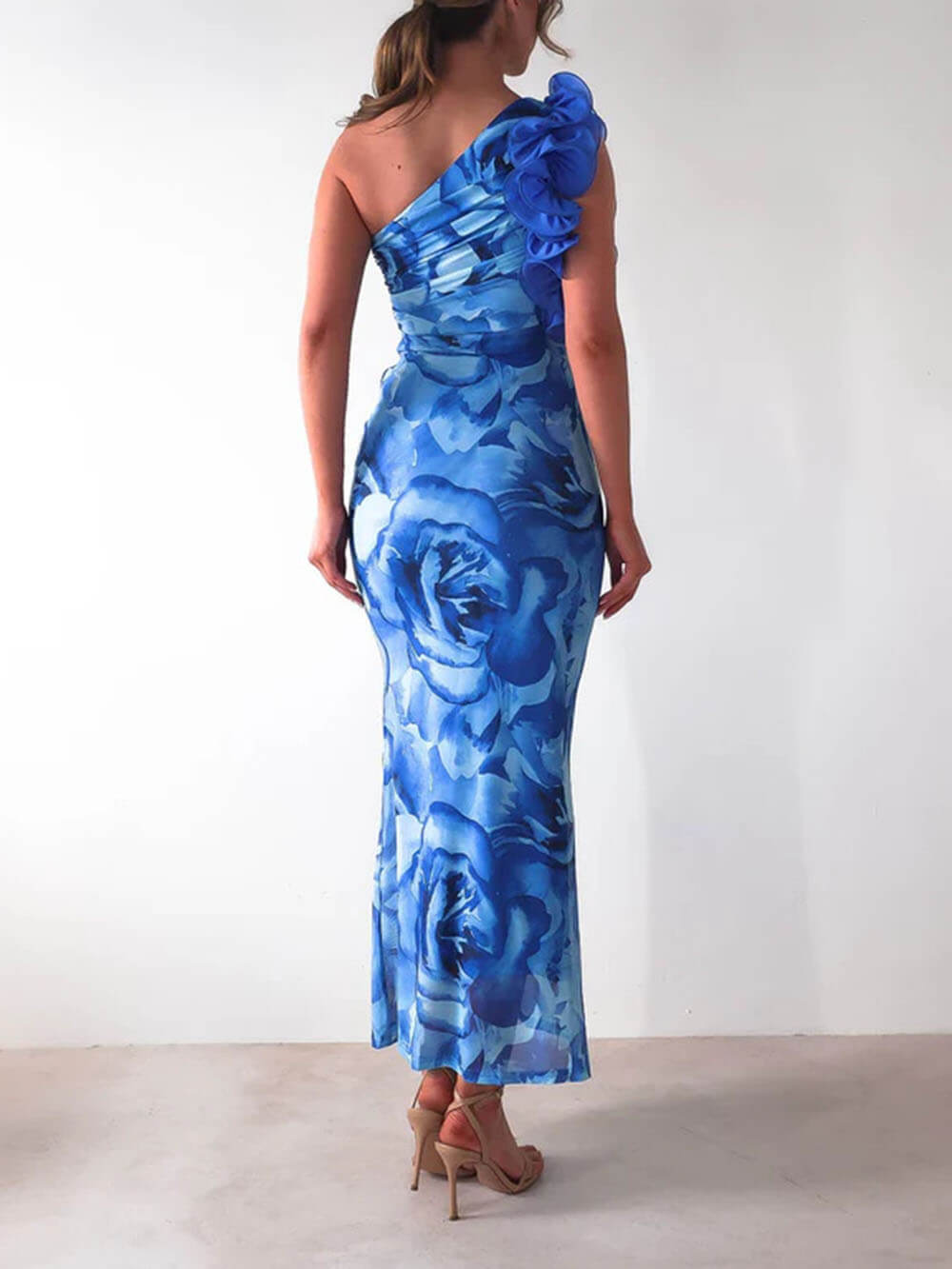 Sexy Elegant Sleeveless Three-Dimensional Flower Print Slim-Fitting Party Dress