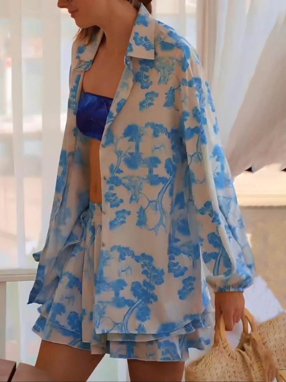 Sexy Beach Vacation Tie-Dye Print Bandeau Bikini Set