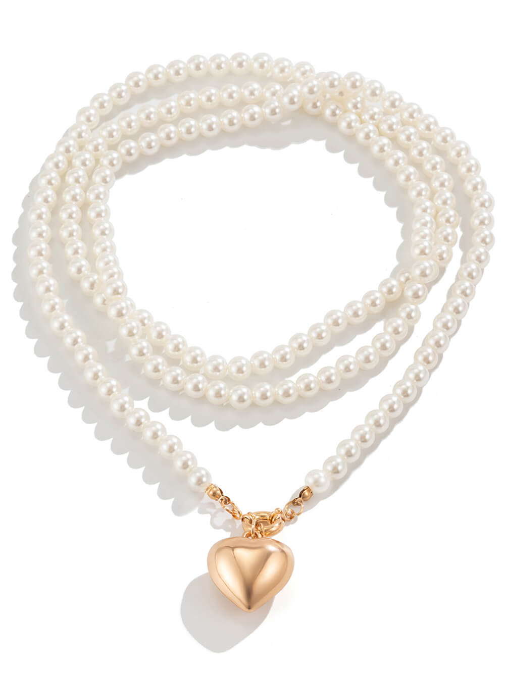 Elegant Love Pendant Imitation Pearl Multi-layer Necklace
