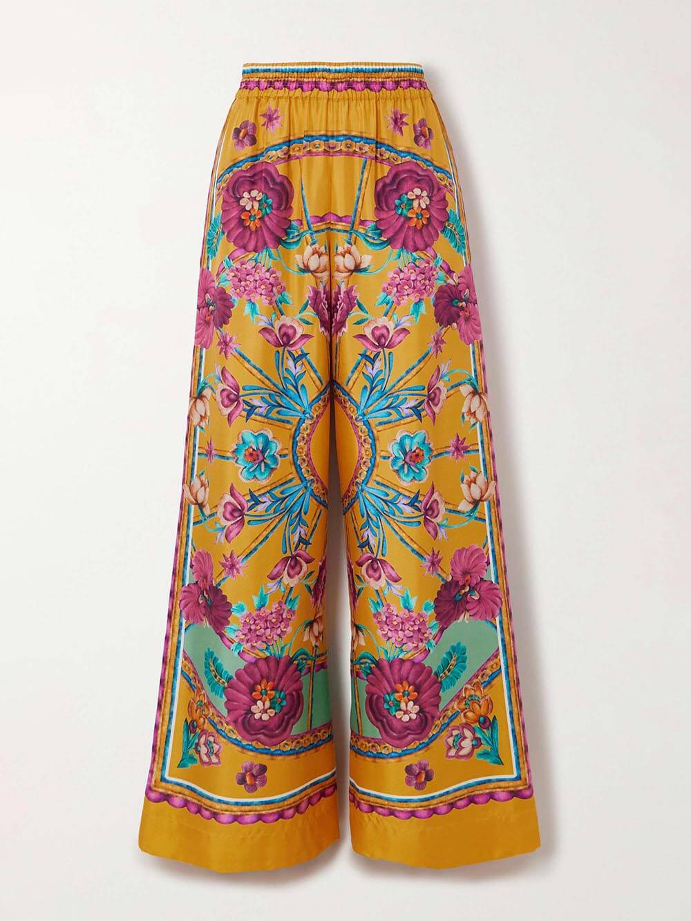 Sunset Cropped Unique Floral Printed Loose Wide-Leg Pants