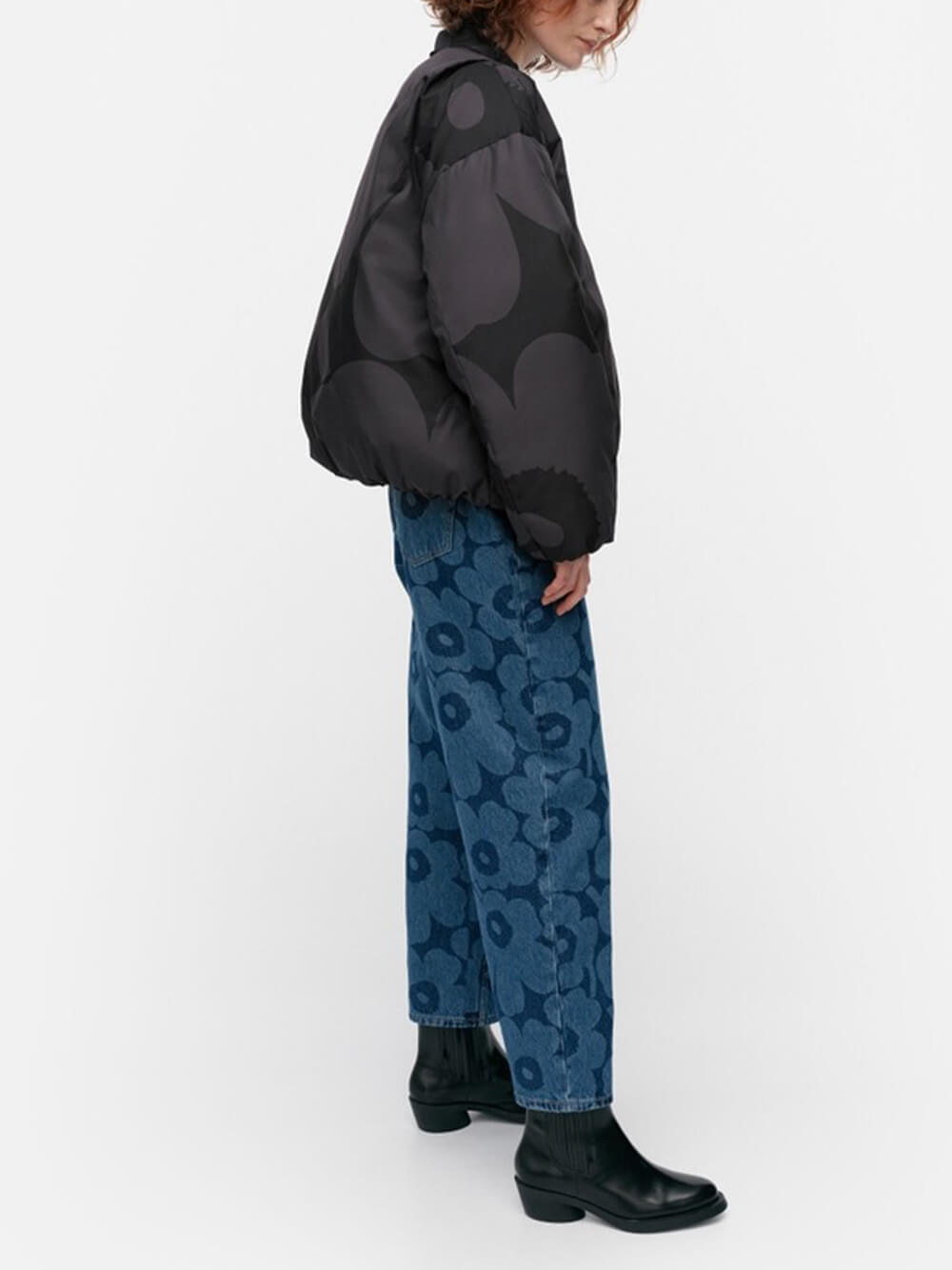 OverSize Style Stand Collar Bomber Jacket Printed Coat