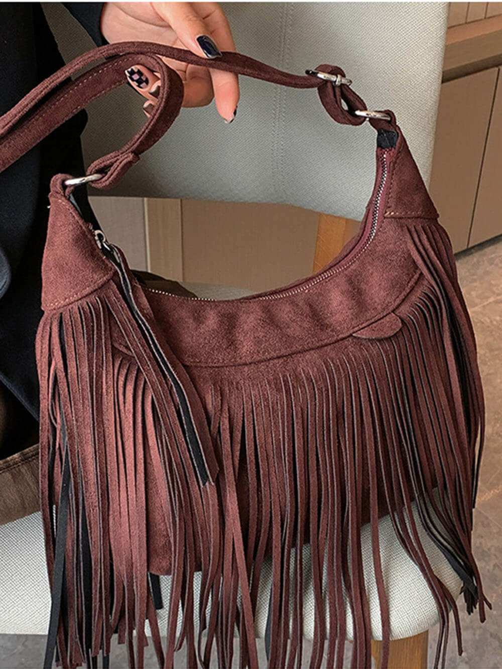 Bohemian Tassel Faux Deerskin Vintage Saddle Bag