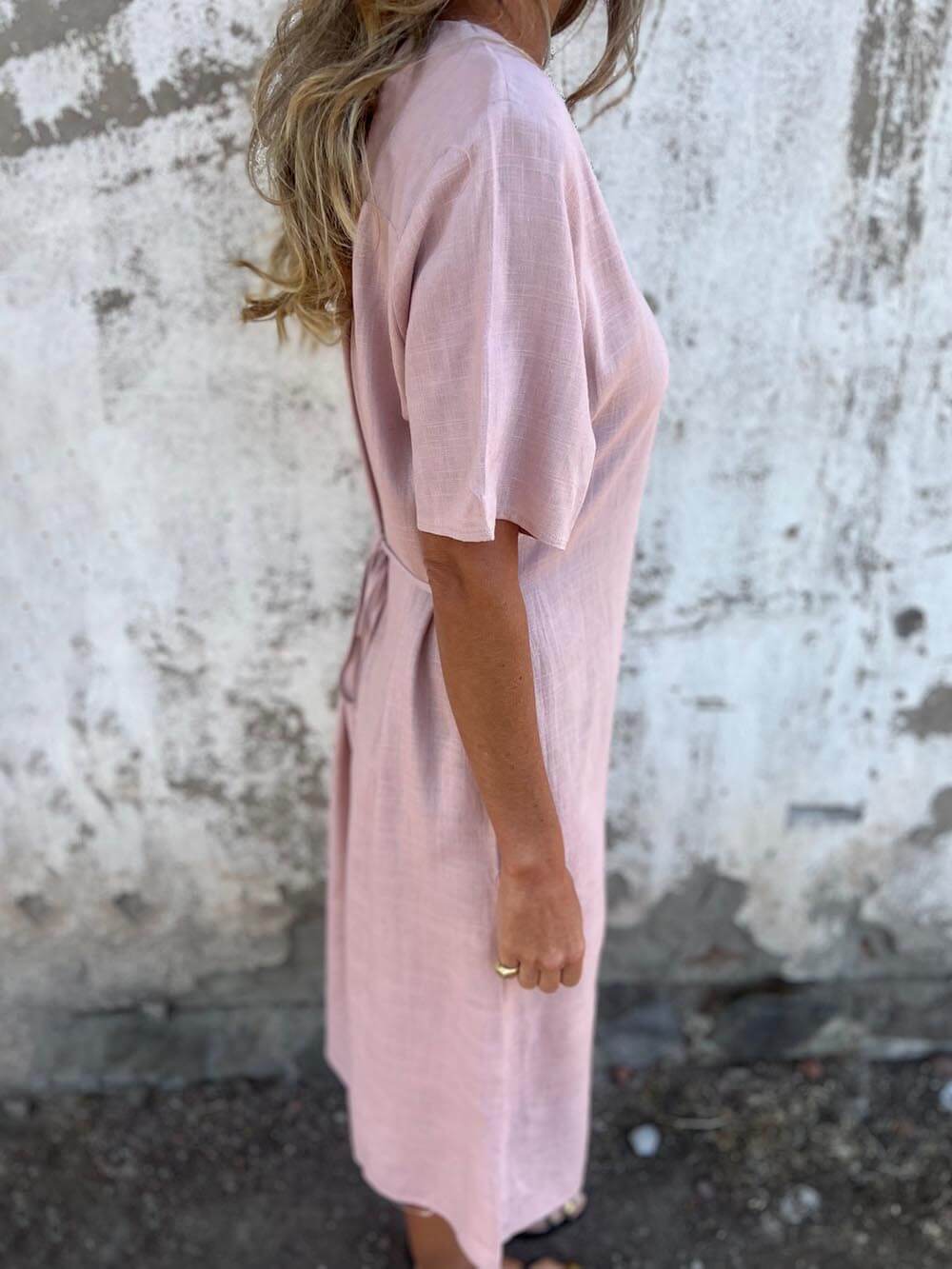 Bohemian Print Linen Loose Midi Dress