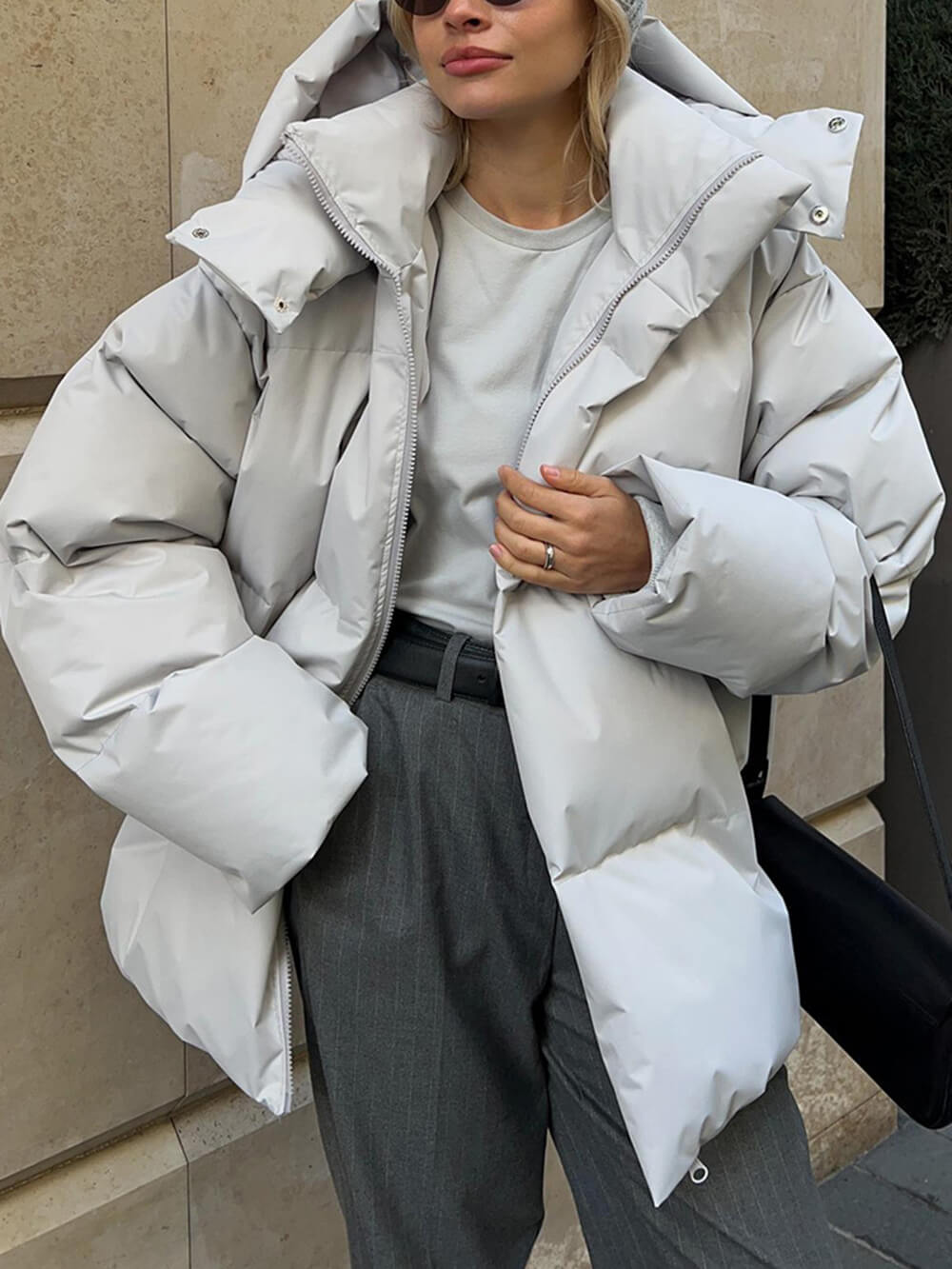 Classic Loose OverSize Style Spun Padded Coat