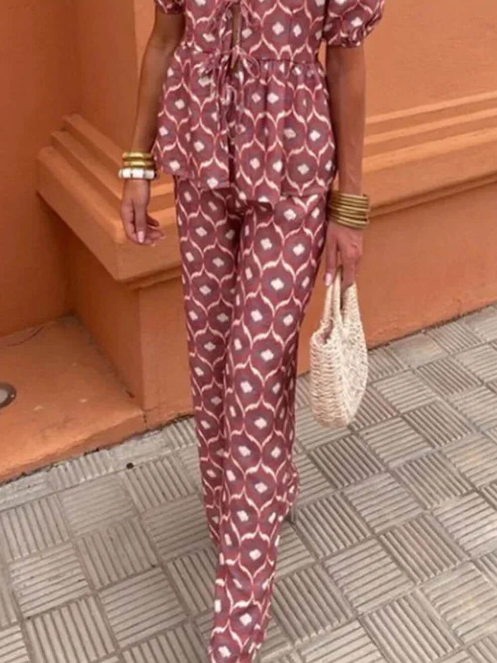 Casual Floral Print Elastic Loose Pants