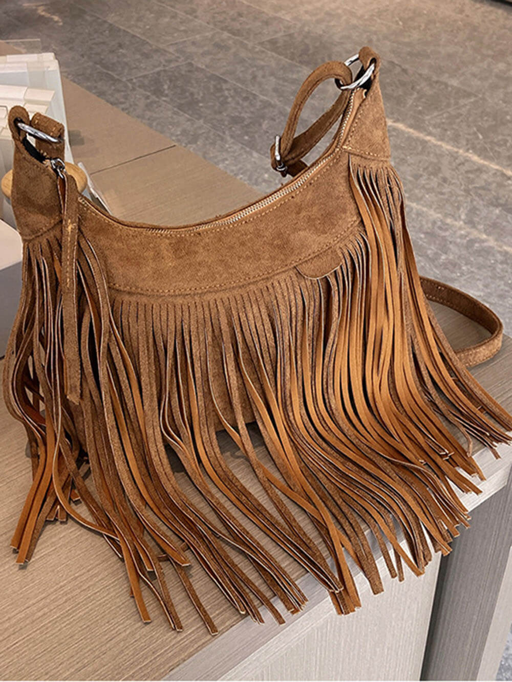 Bohemian Tassel Faux Deerskin Vintage Saddle Bag