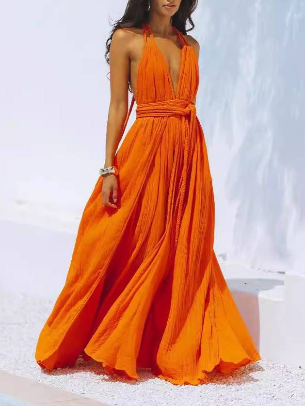 Large Swing Backless Strap Dress