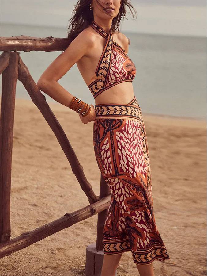 Printed Beach Sunscreen Bikini Skirt