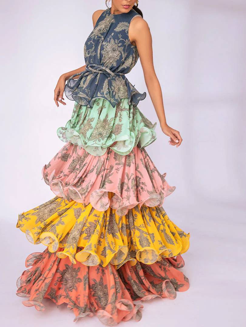 Multi-layer Printing Dress