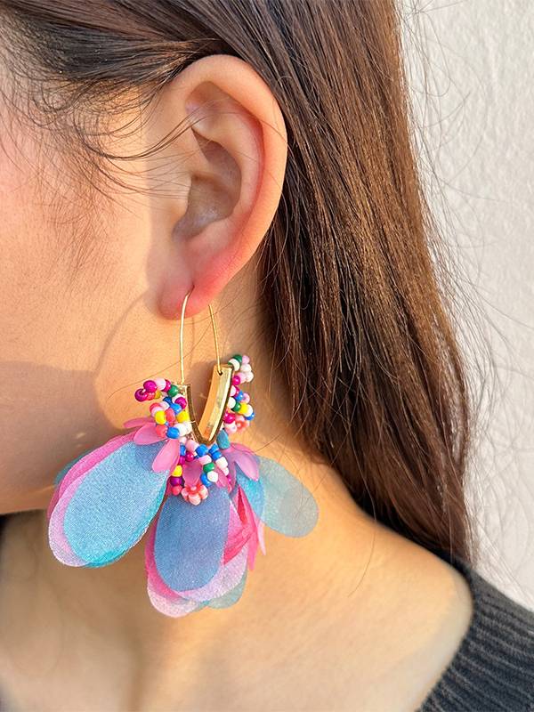 Colorful Tassel Petal Earrings