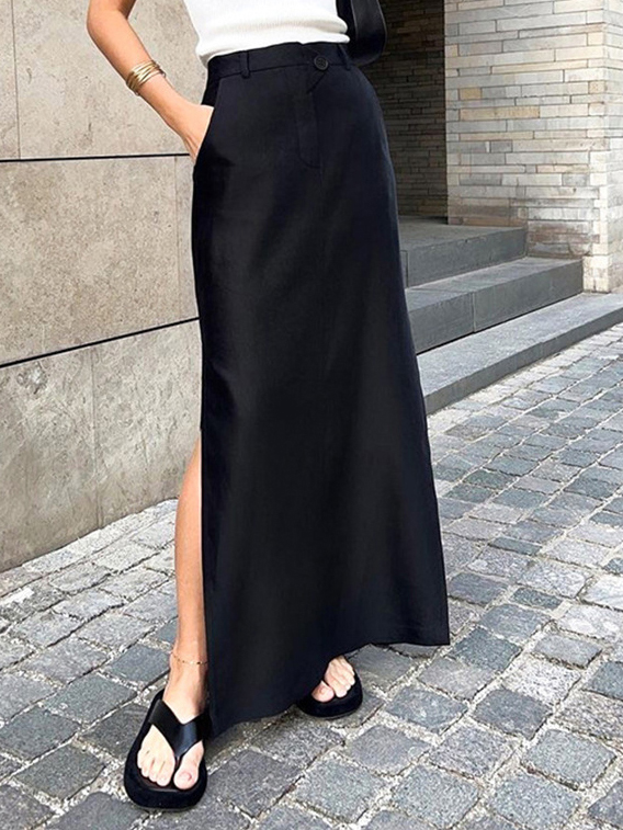High Waist Side Slit Skirt