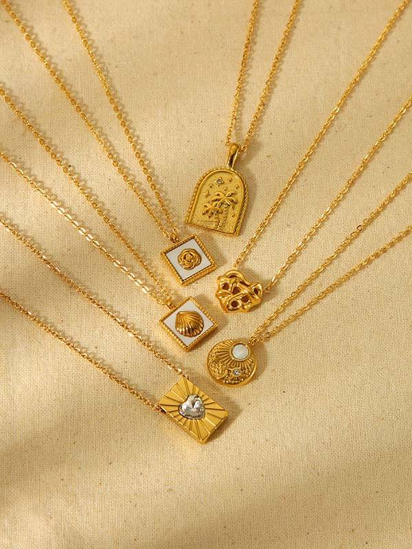 Heart Shell Palm Tree Necklace