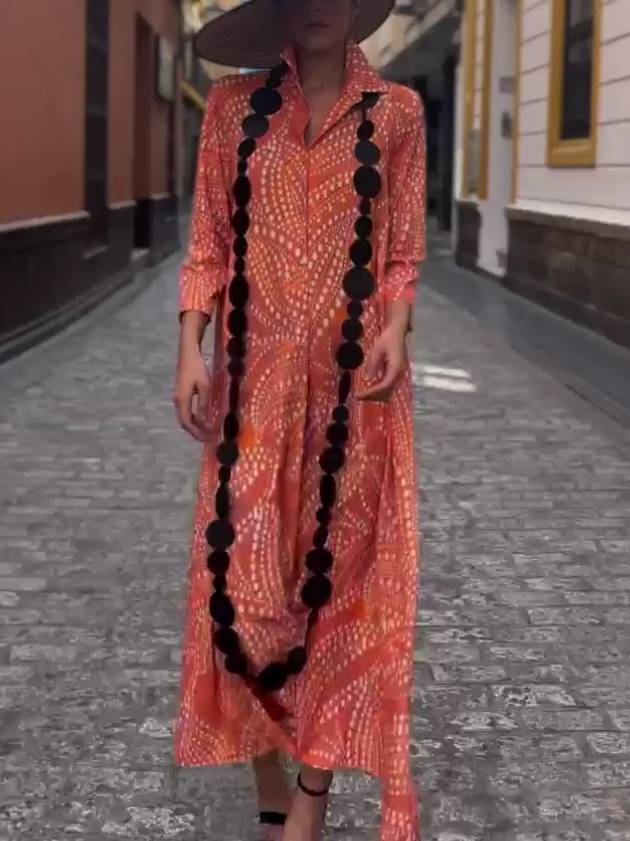 Unique Printed Loose Shirt Dress