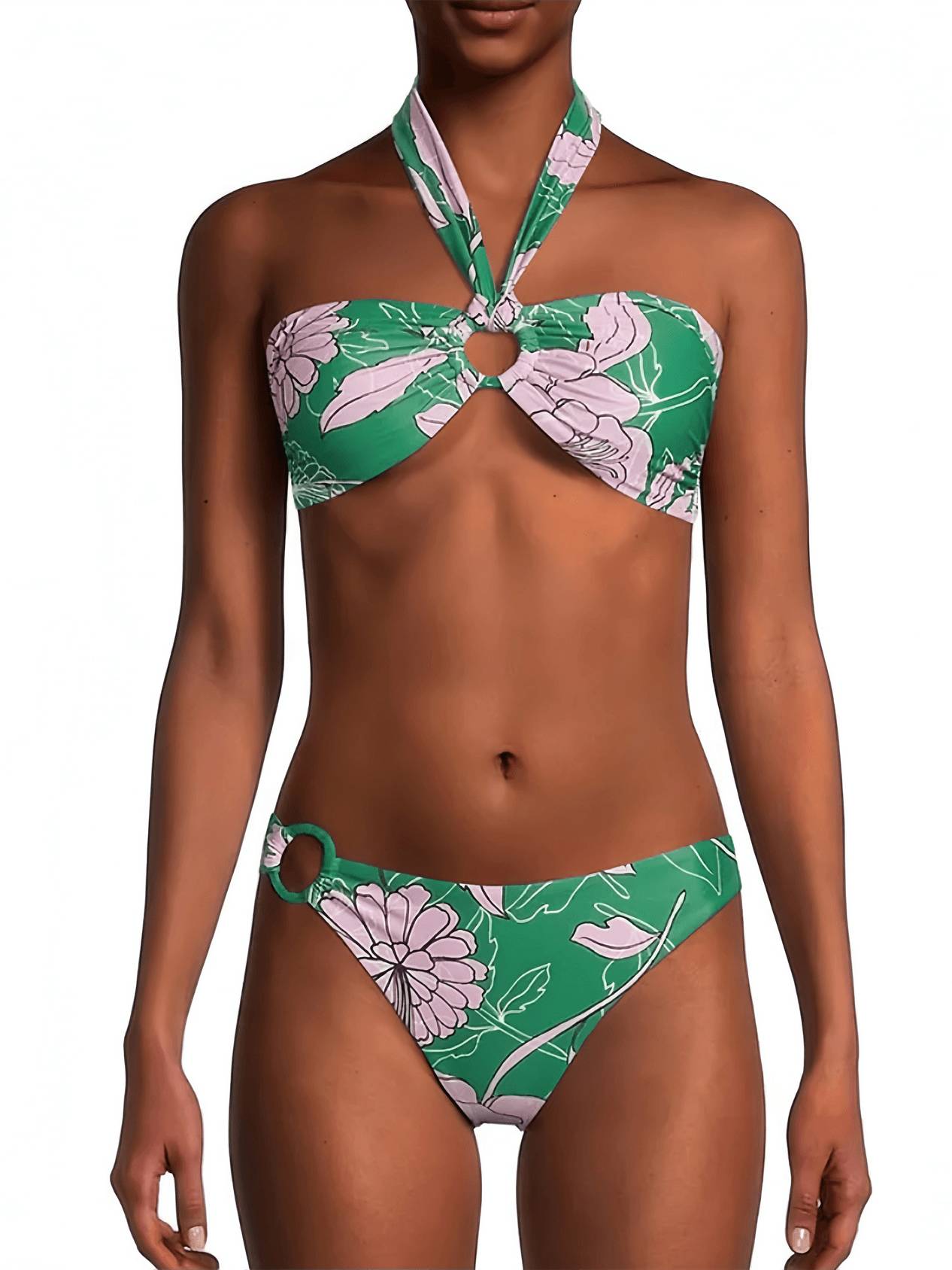 Printed Halterneck Bikini Two-Piece Set