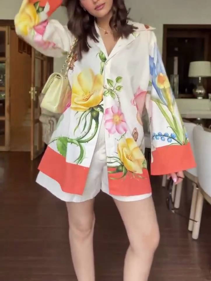 Unique Print Shirt And Shorts Suit