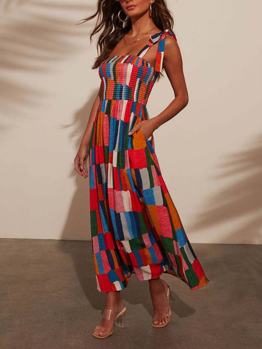 Rainbow Suspender Print Dress