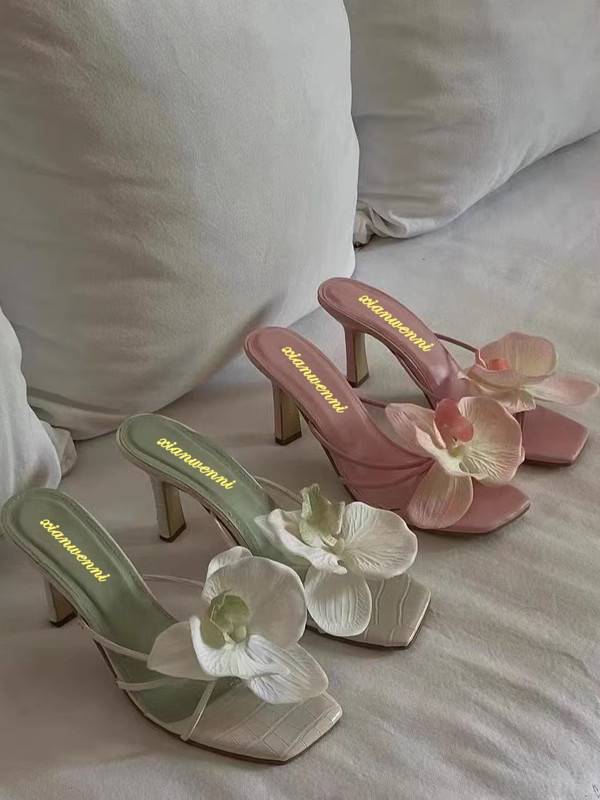Flower High-heel Slippers
