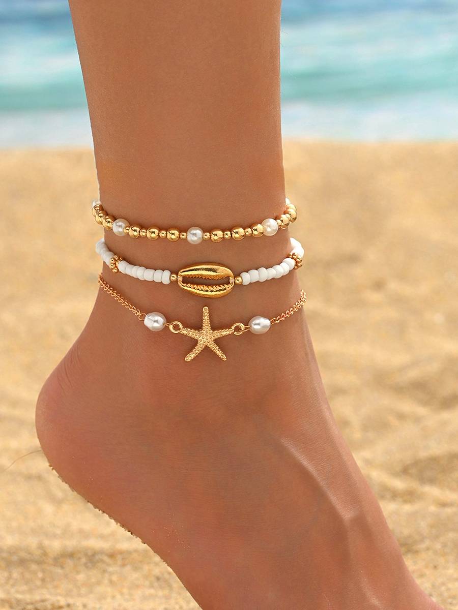 Shell And Starfish Element Anklet
