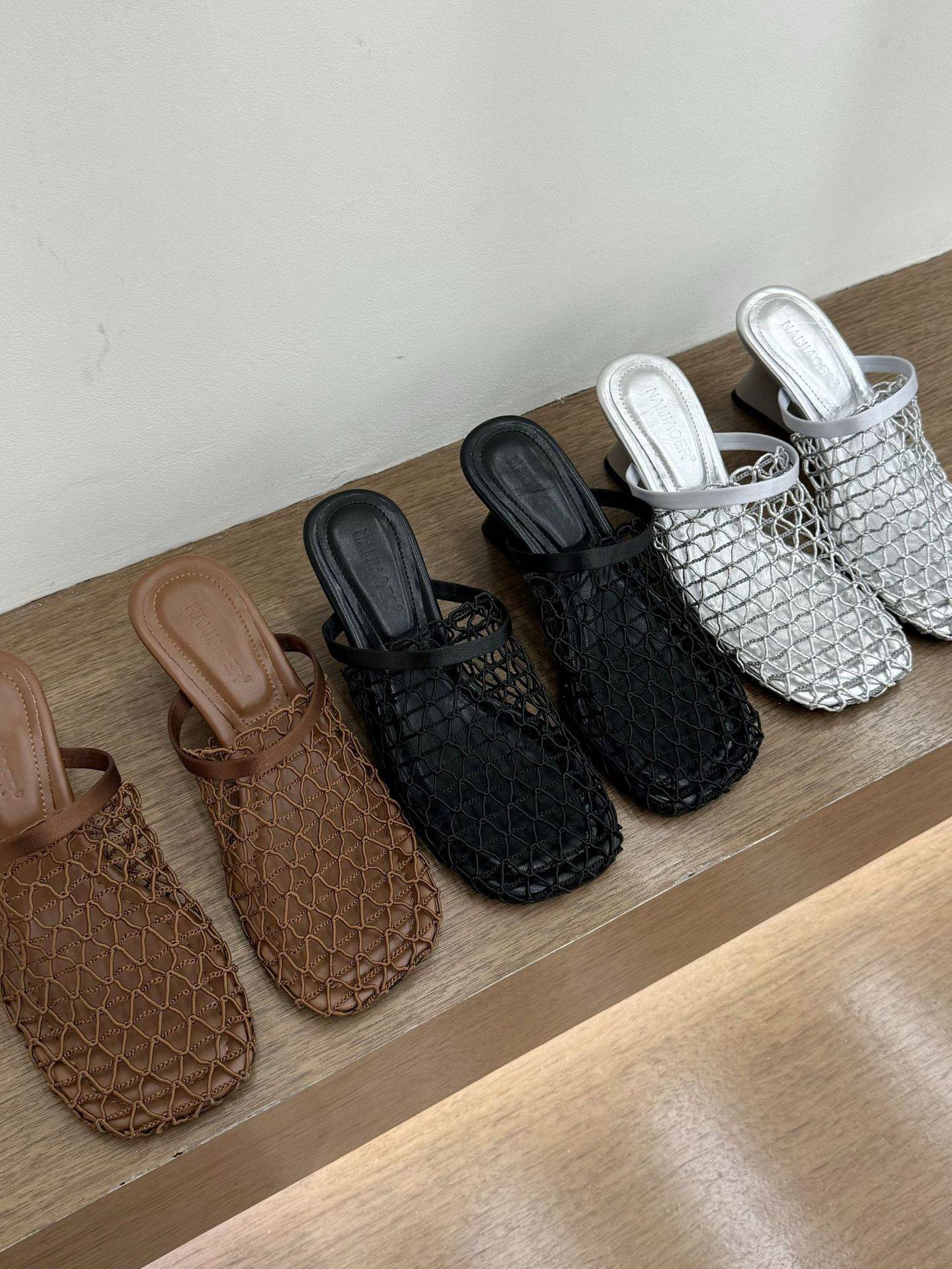 Fishnet Wedge Slippers