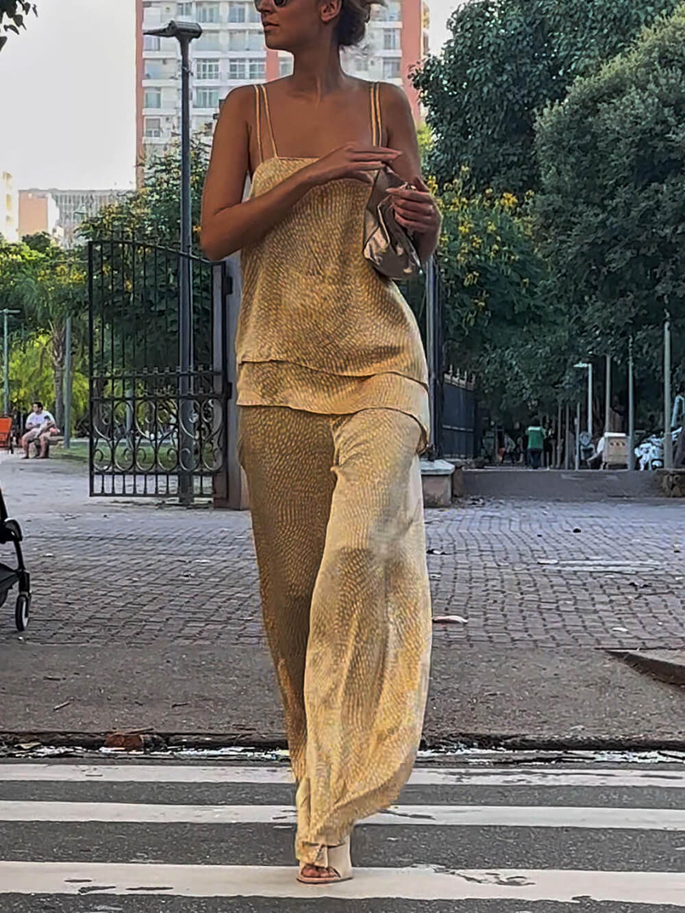 Unique Layered Charm Printed Backless Cami Tank Top