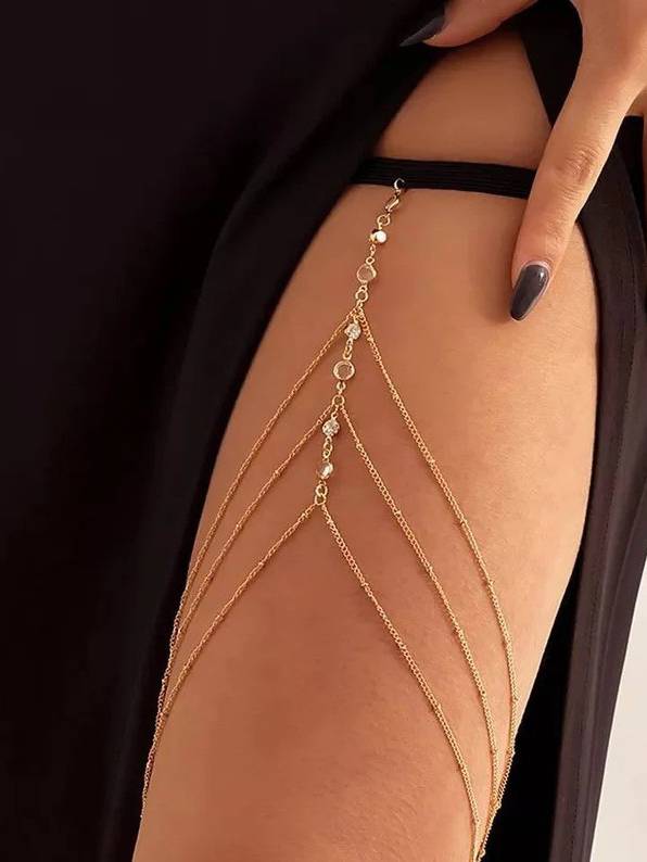 Minimalist Rhinestone Multi-layer Leg Chain